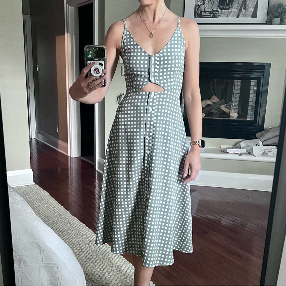 Midi Cut-Out Dress with Spaghetti Straps